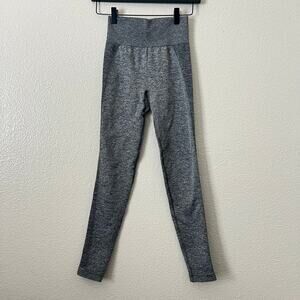 Gymshark seamless leggings heather gray light blue logo